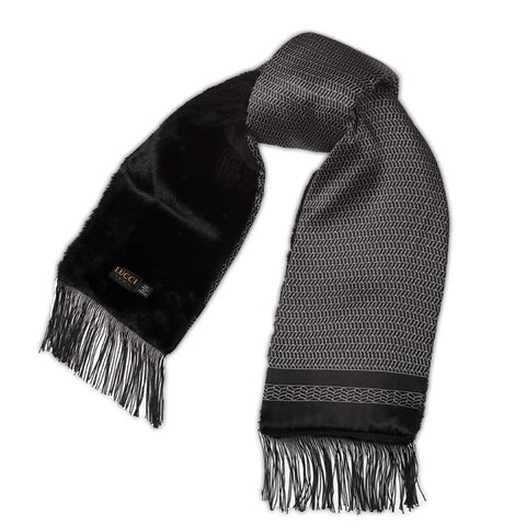 Mens Lucci 100% Silk & Faux Fur Scarf#56