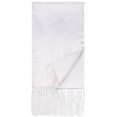 Mens Lucci White Silk Fringe Scarf #6