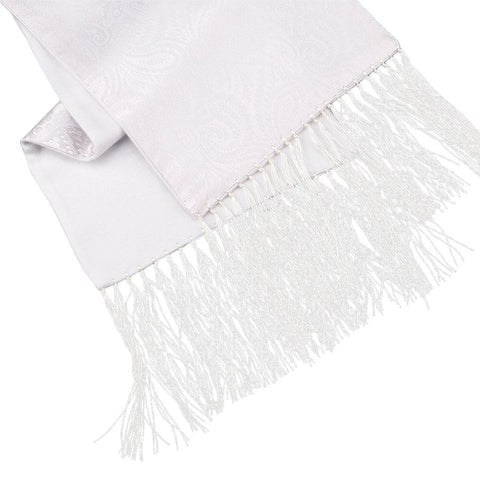Mens Lucci White Silk Fringe Scarf #6