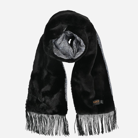 Mens Lucci 100% Silk & Faux Fur Scarf #45