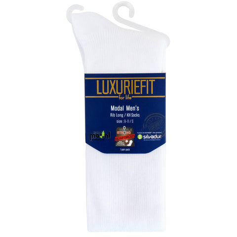 Mens LuxurieFit Modal Long White Socks