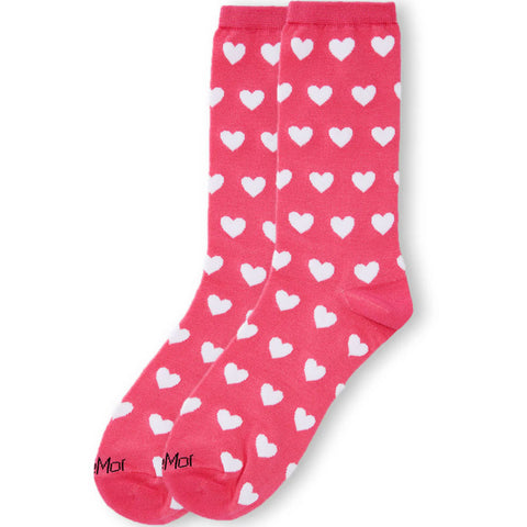 Girls MeMoi Pink Heart Night Socks