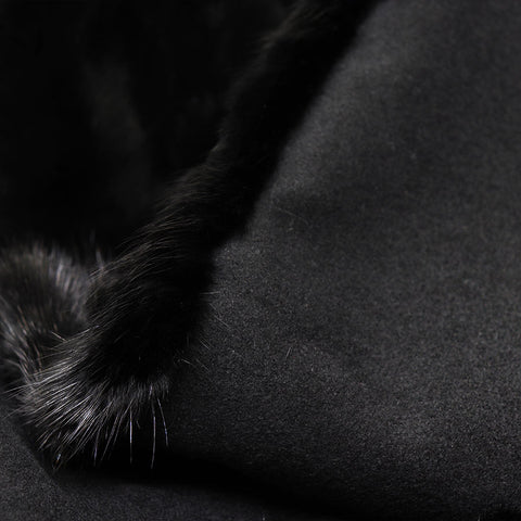 Mens Mink Fur Scarf 7" W/Black Cashmere Lining