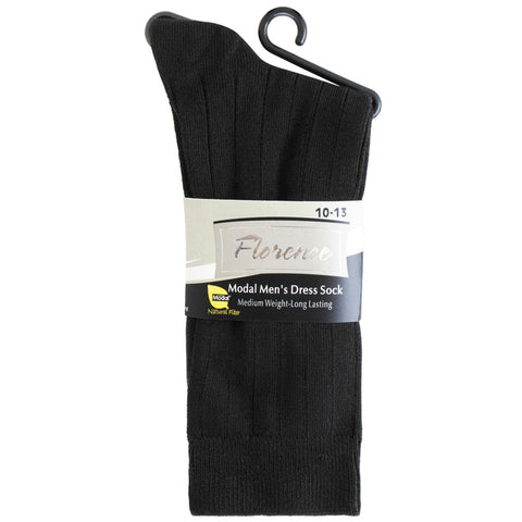 Mens Florence Modal Medium Weight Ribbed Black Socks