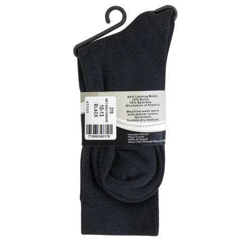 Mens Florence Modal Medium Weight Ribbed Black Socks