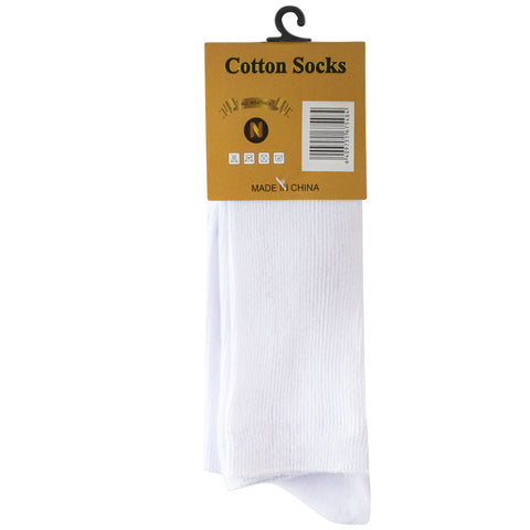 Mens 100% Cotton Long White Socks