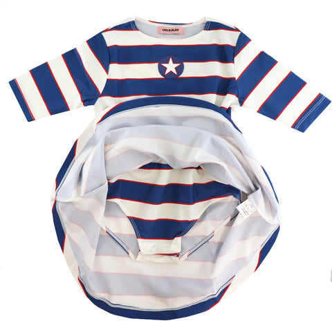 Girls Child Play Nautical Stripe Swim Dress