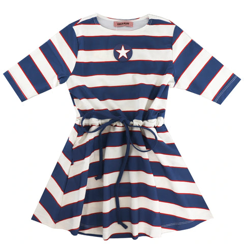 Girls Child Play Nautical Stripe Swim Dress