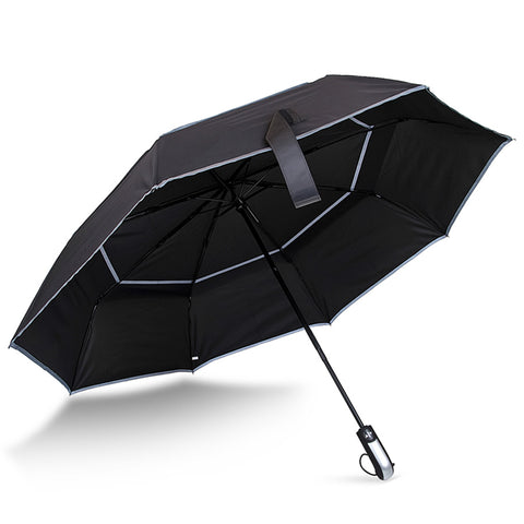 Mens Reflective Black Medium Folding Umbrella