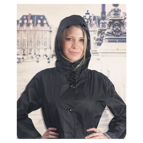 ShayneCoat Ladies Black & Gold Raincoat