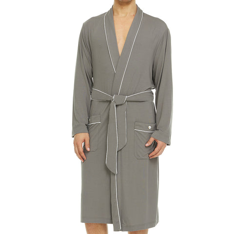 Mens Symmar Micro Modal Morning Robe Grey