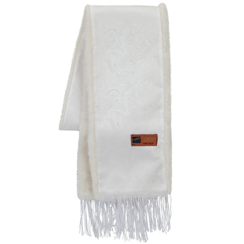 Mens Thomes Bocceli 100% Silk & Faux Fur White Scarf #99