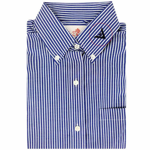 Uniform Shirt Navy Stripe W/ Emblem No Modesty Button
