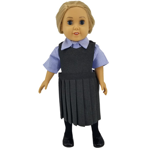 Uniform 18" Doll Clothing Set Grey / Light Blue