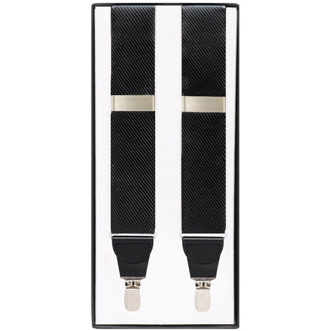 Mens Valentini Black Silk Suspenders Clip #2 Diagonal