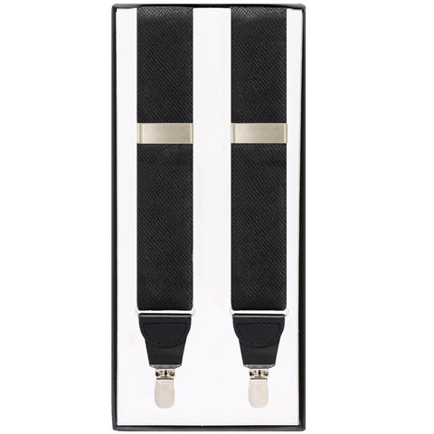 Mens Valentini Black Silk Suspenders Clip #3 Dotted
