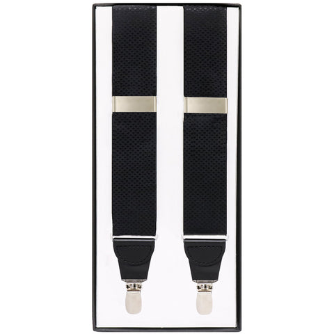 Mens Valentini Black Silk Suspenders Clip #1 Printed Diamonds