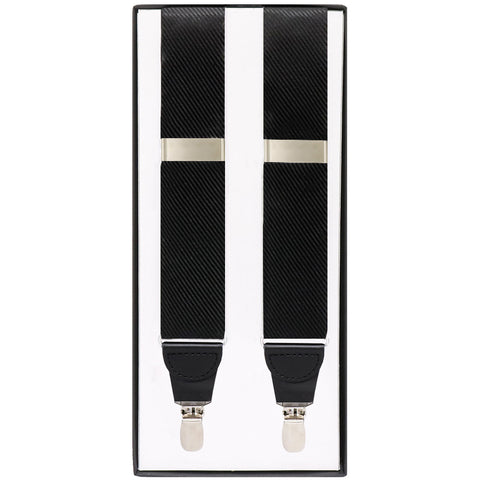 Mens Valentini Black Silk Suspenders Clip #2 Diagonal