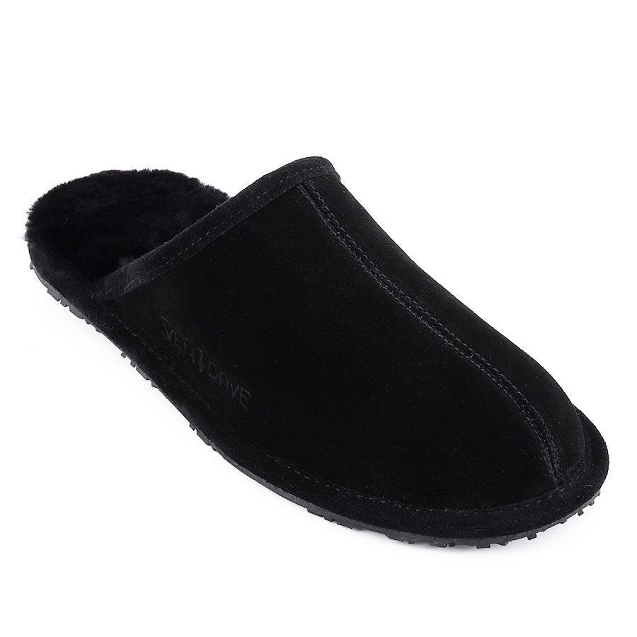Mens Ven Dave Leather / Black Fur Slippers – Drive Goods.com