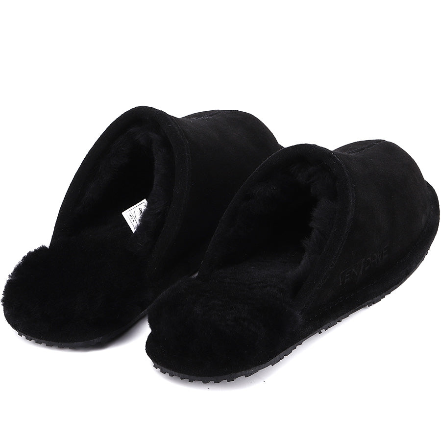 Mens Ven Dave Leather / Black Fur Slippers – Drive Goods.com