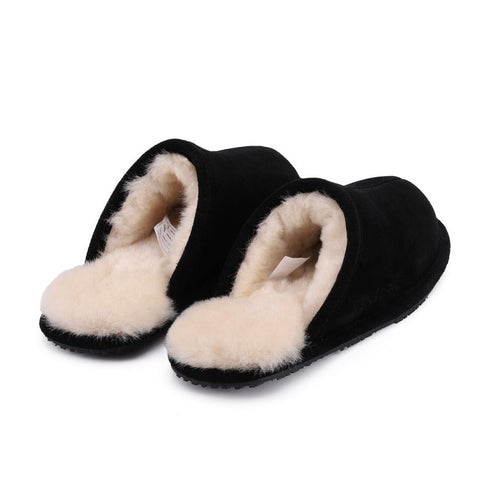 Mens Ven Dave Leather / Beige Fur Slippers