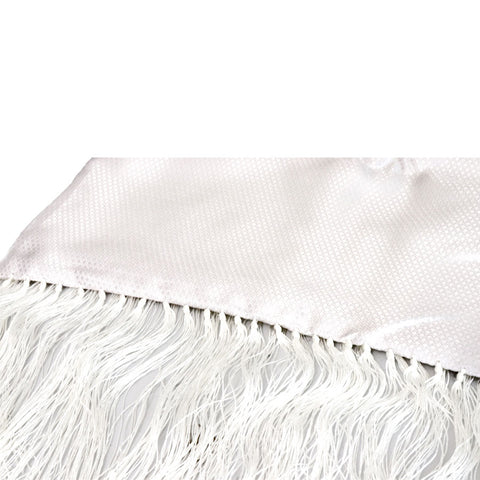 Mens Arosa White Silk Fringe Scarf #4