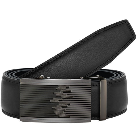 Mens Revonah 56" Black Leather Track Belt #RT57