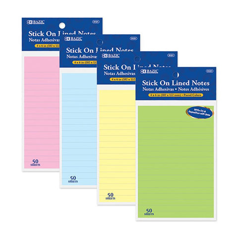 Jumbo Lined Stick On Notes 50 Pk. Cards/notes/pads