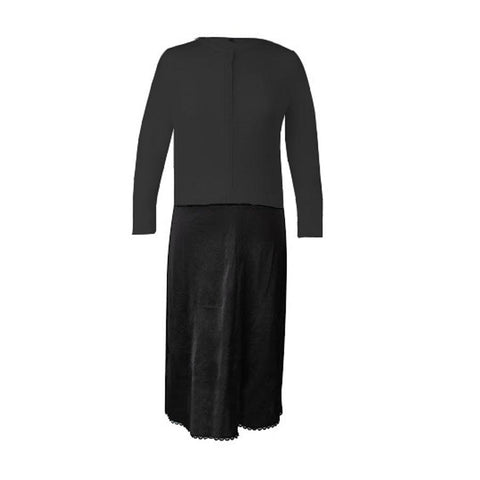 Ladies Modest Chassidishe Long Sleeve Slip With Snaps / Black Xs Slips
