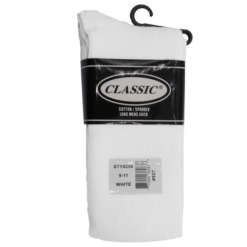 Mens Classic Long Socks White / 9-11