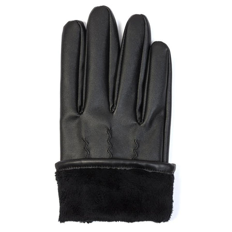 Mens Soft Vinyl Faux Fur Lined Gloves