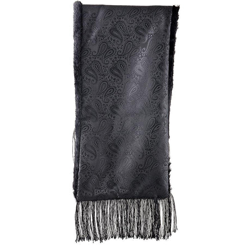 Mens Shabbos Scarf With Fur Black / Paisley Winter Items