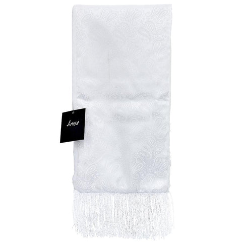 Mens Shabbos Scarf With Fur White / Paisley Winter Items