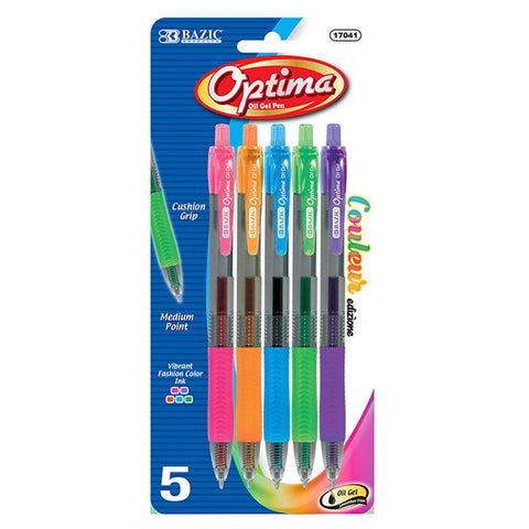 Bazic Oil Gel Colored Pens 5 Pk.
