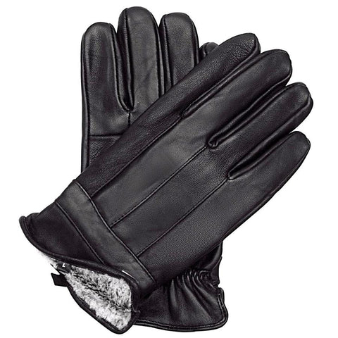 Mens Valentini Leather Fur Lined Gloves