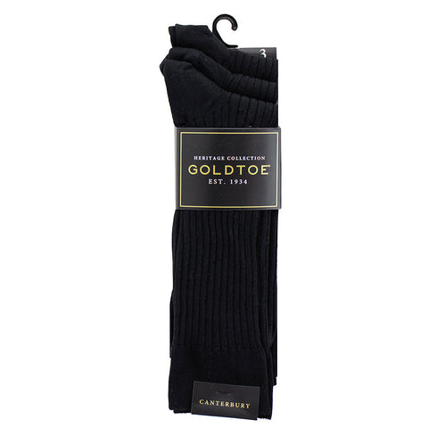 Mens Gold Toe Canterbury Black Socks - 3 Pk.