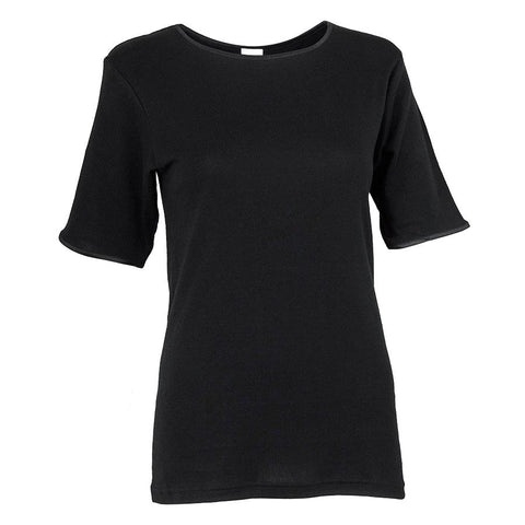 Ladies Rosette Short Sleeve Undershirts Black / S