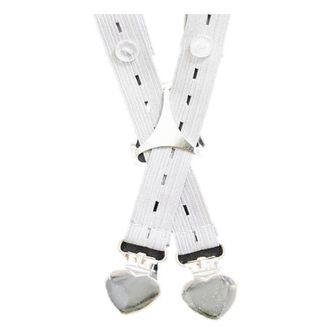 Kids Adjust It Suspenders (With Adjustable Buttons) Heart Buttons / White