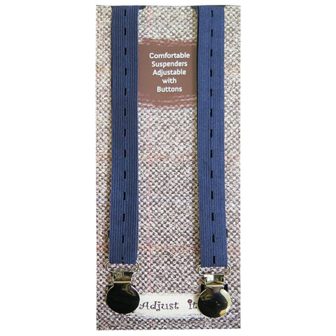 Kids Adjust It Suspenders (With Adjustable Buttons) Heart Buttons / Navy