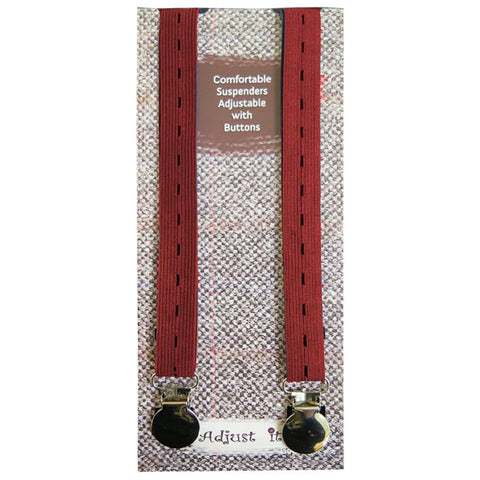 Kids Adjust It Suspenders (With Adjustable Buttons) Round Buttons / Red