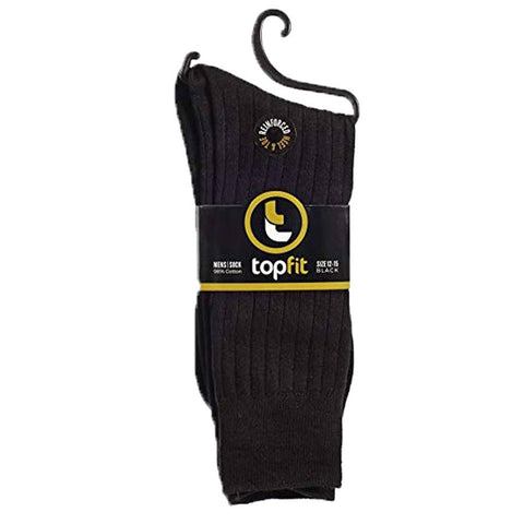 Mens Topfit(The Right Fit) 98% Cotton Socks Black / 10-13