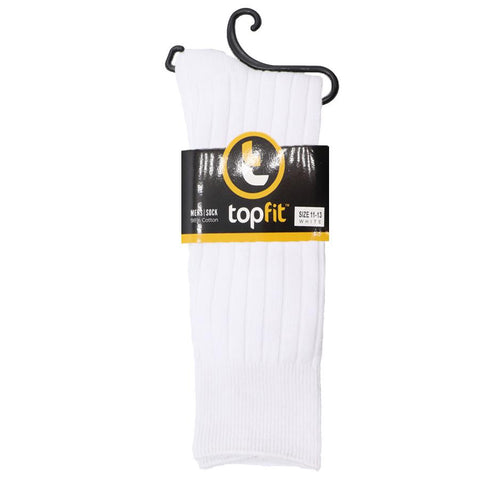 Mens Topfit(The Right Fit) 98% Cotton Socks White / 10-13