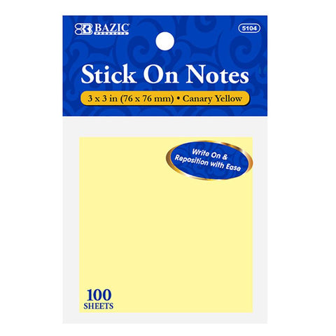 Yellow Stick On Notes 100 Pk. Cards/notes/pads