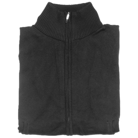 Boys Black Cotton Zip-Up Sweater Sweaters