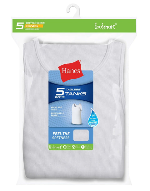 Boys Hanes Sleeveless Ribbed Undershirts - 5 Pk.